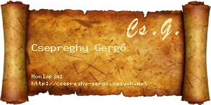 Csepreghy Gergő névjegykártya